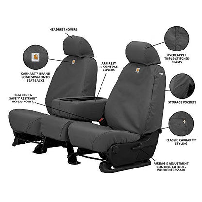 Covercraft Carhartt SeatSaver Custom Seat Covers | Fits 2015-2018 Ford F-150 | 1st Row 40/20/40 Bench Seat, Duck Weave Gravel