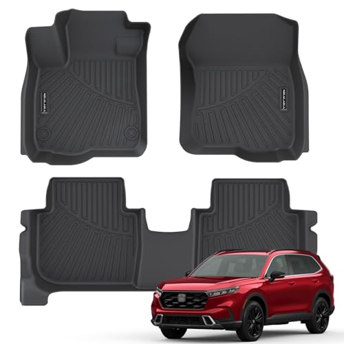 Floor Mats for 2023-2025 2026 Honda CR-V CRV (Include Hybrid) All Weather Protection TPE Rubber Floor Liners for 2026 Honda CRV Hybrid Accessories, Odorless Anti-Slip, 1st & 2nd Row, Black - size: Floor Mats for 2023-2026 CRV