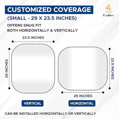 EcoNour 2-Piece Foldable Car Front Window Sun Shade, 240T Polyester, UV Protection & Heat Blocker, Windshield Shade, Durable Design, Upgraded Universal Fit – (29" L x 23.5" W) - size: Small