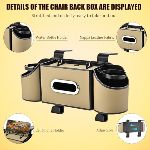 Back Seat Car Organizer,4 in 1 Multifunctional Car Back Seat Storage Box with Drink Cup Holder Tissue Box, for Hold Phone,Snacks, Drinks, Handbag-Meter - color: Meter