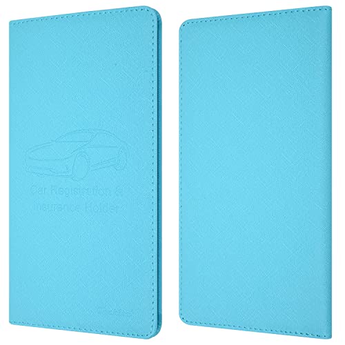 Car Insurance and Registration Holder, 9.5 x 5 Inch PU Leather Vehicle Glove Box Organizer Wallet Case for Insurance Card, Driver License, Paperwork - Mint Green - color: MintGreen