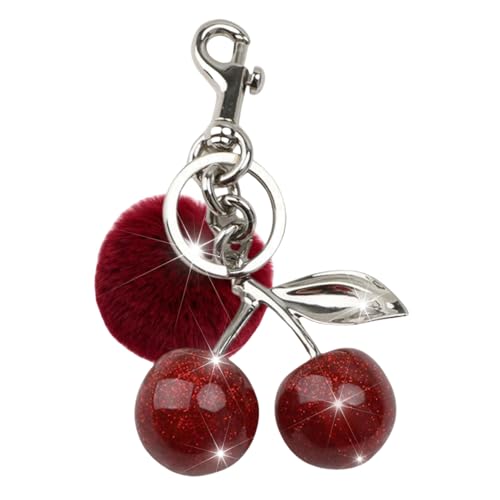 Cherry Keychain For Women Resin Silver Cherry Charm For Purse Bag Cute Handbag Accessories Key Chain Car Keychain