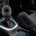 2PCS Plush Car Gear Shift Knob Cover & Handbrake Cover, Shift Knob Protector, Soft Fluffy Gear Handbrake Protective Sleeves, Shifter Lever Brake Handle Warm Plush Set for Cars (Black) - color: Black