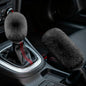 2PCS Plush Car Gear Shift Knob Cover & Handbrake Cover, Shift Knob Protector, Soft Fluffy Gear Handbrake Protective Sleeves, Shifter Lever Brake Handle Warm Plush Set for Cars (Black) - color: Black