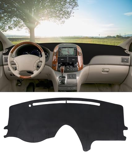 BIBLOZ Dash Cover for Toyota Sienna 2004-2010 Accessories Black Flannel Dashboard Cover Mat Car Dashboard UV Sun Protection - size: 2004-2010 Sienna