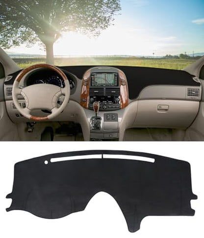 BIBLOZ Dash Cover for Toyota Sienna 2004-2010 Accessories Black Flannel Dashboard Cover Mat Car Dashboard UV Sun Protection - size: 2004-2010 Sienna