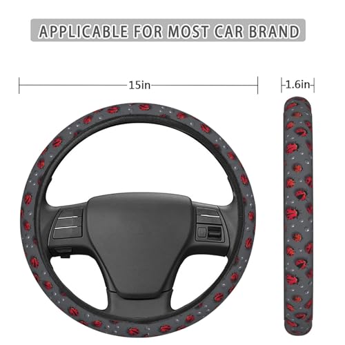 Cute Ladybug with Raindrop Steering Wheel Cover for Women Men, Non-Slip Steering Wheel Protector Car Wheel Covers, Universal 15 Inch Fit for Auto, Suvs, Truck - color: Cute Ladybug With Raindrop