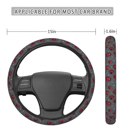 Cute Ladybug with Raindrop Steering Wheel Cover for Women Men, Non-Slip Steering Wheel Protector Car Wheel Covers, Universal 15 Inch Fit for Auto, Suvs, Truck - color: Cute Ladybug With Raindrop