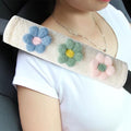 2-Pack Soft Seat Belt Covers Universal Car Shoulder Pad Cushions for Comfortable Driving & Bag Strap Protection White Fuzzy Flower (Blue, Green & Pink) - color: Blue Green Pink Flower
