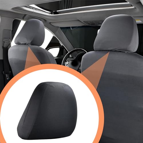 2 PCS Car Seat Headrest Cover, 9" x 10.6" Knitted Stretch Breathable Fully Surrounded Simple Dust Cover, Reusable Flexible Headrest Protector, Universal for Most Cars (Black) - color: Black