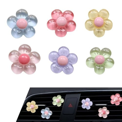 WZP 6PCS Car Vent Clips, Cute Flower Air Vent Clips, Universal Car Air Conditioner Outlet Decorations Interior Accessories for Women Girls