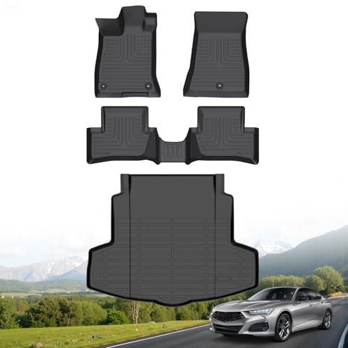 Hutisya-Floor Mats & Cargo Liner Set Fit for 2021-2025 Acura TLX All Weather Protection Anti-Slip & Durable TPE Full Set Liners Automotive Accessories-Black - style: 1)For TLX 2021-2025 Full Set