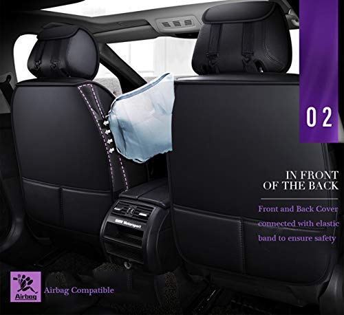 Bling Retro Fashion Lattice Silk and Leather Purple Car Seat Covers Front and Rear Seat Covers Universal Fit (Grey-Basic) - color: Grey-Basic
