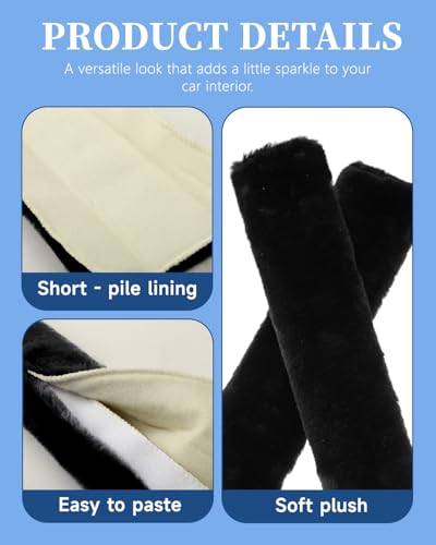 4 Pack Car Seat Belt Pads Shoulder Cover Baby Safety Belt Protector with Adjustable Soft Plush Strap Protect Neck and Shoulder (Black)