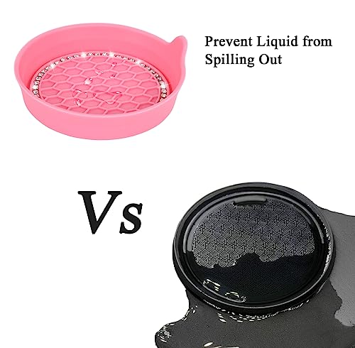 Car Cup Coaster Universal Non-Slip Cup Holders Bling Crystal Rhinestone Car Interior Accessories 2 Pack Peach Pink