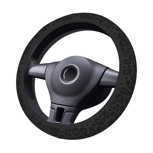 Black Leopard Cheetah Print Animal Skin Car Steering Wheel Cover,Non-Slip Elastic Neoprene-Sweat Car Accessories,Universal 15 Inch Fit Auto, Vans Trucks,Suvs, Truck - color: Leopard