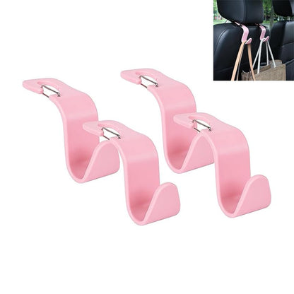 4-Pack 360° Rotating Universal Car Headrest Hooks, Car Organizer Hanger Storage Hooks for Bag Purse Cloth Grocery Universal Fit with Clip Pink - color: Pink