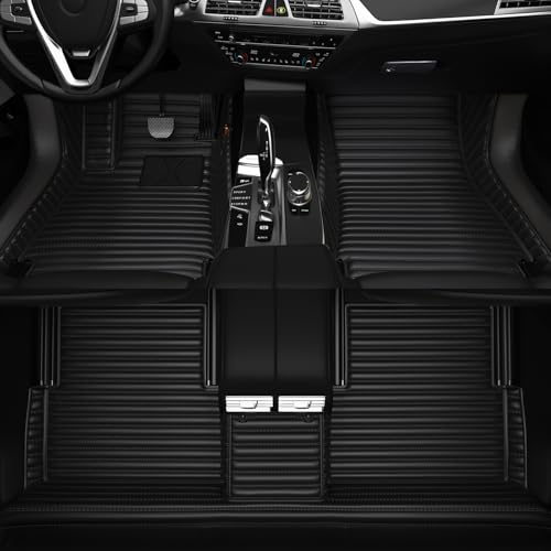 All-Weather car Floor MATS-Suitable for 99% of car Models,Leather car mat, offering Personalized Embroidery and Multiple Color Options,Provide Protection for car Rug (Black=) - color: BLack=