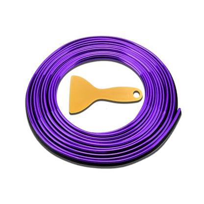 Car Interior Moulding Trim Strips, 33Ft/10M Universal Electroplating Decoration Filler Insert Strips, Styling Dashboard DIY Flexible Strip with Installing Tool (Purple)