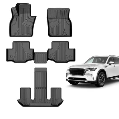 Floor Mats Fit for 2024-2026 Mazda CX-90 & CX-90 PHEV 7 Seats All Weather CX90 Accessories - style: 2)24-25 CX-90 Floor Mats