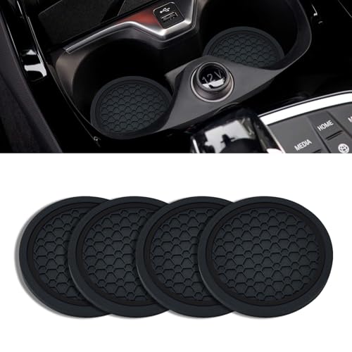 4PCS Car Cup Holder Coasters, 2.75 Inch Non-Slip Insert Cup Holder Pad, Dustproof Automotive Interior Accessories Mat, Universal for Trucks, Vehicles, RVs and More (Black) - color: Black
