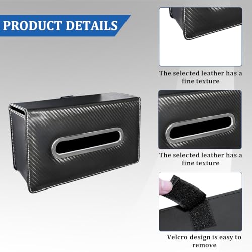 Car Tissue Holder, Leather Rectangle Vehicle Seat Back Hanging Tissue Dispenser Box Cover, Keep Tidy Automotive Interior Napkin Organizer, Universal for SUV Sedan Truck (Carbon Fiber) - color: Carbon Fiber