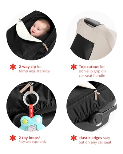 Skip Hop All Seasons Baby Car Seat Cover 4 in 1 Universal Fit with UPF40+ Sunshade and Water Resistant Fabric Oat - color: All Season Oat