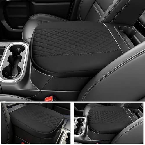 Sze Center Console Cover Compatible with Chevy Silverado GMC Sierra 1500 2500 3500 2019-2026 Tahoe Suburban Yukon 2021-2026, Heavy Duty Faux Leather Middle Armrest Pad Cushion, Bucket Seat Only - color: GMC Sierra 2019-2025