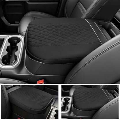 Sze Center Console Cover Compatible with Chevy Silverado GMC Sierra 1500 2500 3500 2019-2026 Tahoe Suburban Yukon 2021-2026, Heavy Duty Faux Leather Middle Armrest Pad Cushion, Bucket Seat Only - color: GMC Sierra 2019-2025