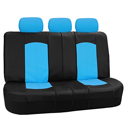 FH Group Highest Grade Faux Leather Split Bench Seat Cover, Rear Set – Universal Fit for Cars Trucks & SUVs (Blue/Black) PU008013 - color: Blue, size: Rear Set