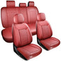 Burgundy Leather Seat Covers for SUV Full Set,Contoured Universal Precision Fit Heavy-Duty Nappa Leather Automotive Seat Covers for Cars,Style1 Wine Red - color: Red Full Coverage