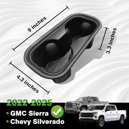 Center Console Cup Holder Inserts Compatible with 2022-2025 2026 Chevy Silverado & GMC Sierra Accessories Middle Console Drink Holder TPE Organizer Non-Slip Drink Stopper(Bucket Seat Only)