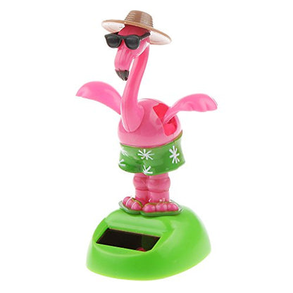 YGMONER Flapping Wings Flamingo Solar Powered Hawaii Style Shaking Ornaments Car Dashboard Dancer Bobble Head (Flamingo A) - color: Flamingo a