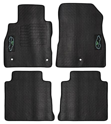 ecoMats All Weather Floor Mats Custom Fit for 2018 2019 2020 2021 2022 2023 2024 Nissan Kicks with Safety Locks - Front and Rear - Black