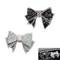 2 PCS Bling Bow Car Vent Clips, Crystal Rhinestone Air Conditioning Outlet Clip, Cute Car Interior Decorative Accessories, Universal Decor Charm Clips for Women Girls (Black & Silver)