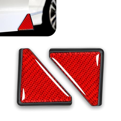 2 PCS Car Door Corner Protectors, Carbon Fiber Anti-collision Car Door Corner Guards, 1.81" x 2.28" x 2.68" Self-adhesive Auto Side Doors Edge Guards, Universal for Cars (Red) - color: Red