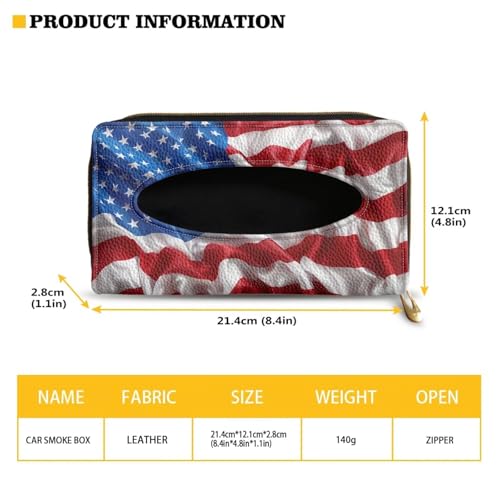 Biyejit Car Tissue Holder, 3D American Flag Car Mask Holder, Car Sun Visor Napkin Holder Backseat Tissue Case，Pu Leather Tissues Box - color: 3d American Flag, size: 1 Pack