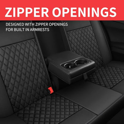 HChengkikz Leather Car Seat Covers, Breathable and Waterproof Seat Cover Full Set, PU Premium Universal Fit Automotive Airbag Compatible for Cars Sedans SUVs Vans and Trucks (Full Seat, Black) - color: N1 Black, size: Full Set