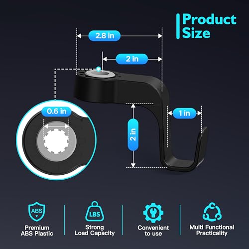 Car Seat Hooks Anti-Drop Headrest Storage Hanger Universal Fit Automotive Organizer for Purse Bag Coat Black 2 Pack