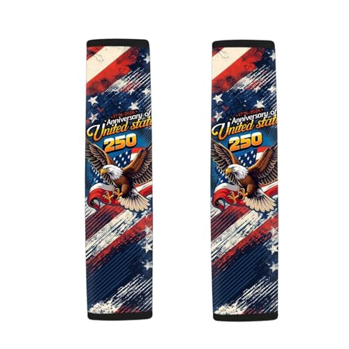Dreaweet 250th Anniversary Eagle Car Seat Belt Covers for Women 2 Pcs Universal Comfort Car Seat Shoulder Strap Pads Neoprene Seatbelt Covers Easy to Install - color: 250th Anniversary Eagle