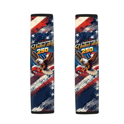 Dreaweet 250th Anniversary Eagle Car Seat Belt Covers for Women 2 Pcs Universal Comfort Car Seat Shoulder Strap Pads Neoprene Seatbelt Covers Easy to Install - color: 250th Anniversary Eagle