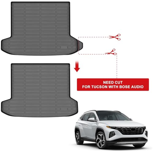 Auxko All Weather Floor Mat & Cargo Mat Fit for 2026 2025 2024 2023 2022 Hyundai Tucson Hybrid(Not PHEV) TPE Liner Tucson Accessory Set All Season Odorless Anti-Slip Floor Liner - size: tucson hybrid|2022-2026|floor+cargo mats