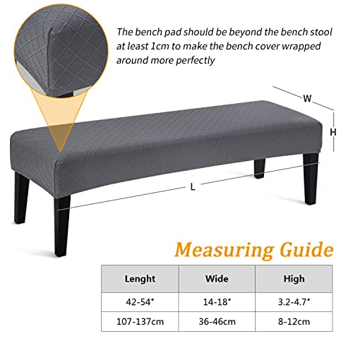 Fuloon Stretch Jacquard Dining Bench Cover - Anti-Dust Removable Bench Slipcover Washable Seat Cushion Protector for Bedroom, Kitchen, Hotel, Banquet (Gray) - color: Grey