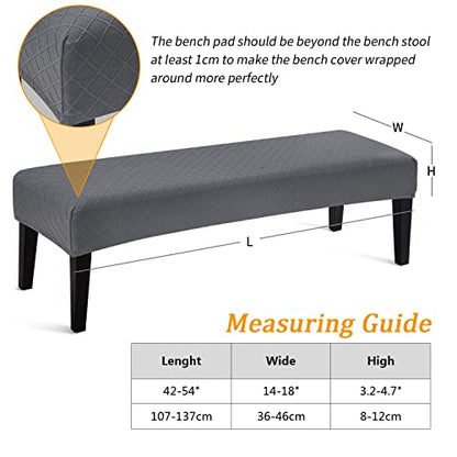 Fuloon Stretch Jacquard Dining Bench Cover - Anti-Dust Removable Bench Slipcover Washable Seat Cushion Protector for Bedroom, Kitchen, Hotel, Banquet (Gray) - color: Grey