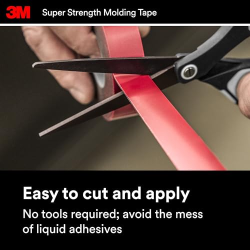3M Super-Strength Molding Tape, 1/2 in x 15 ft, High Strength Double-Sided Adhesive, Permanently Attaches Side Moldings, Trim and Emblems to Interior and Exterior of Vehicles (03614)