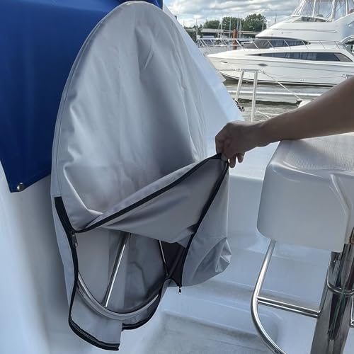 SavvyCraft Waterproof Boat Steering Wheel Covers, Heavy Duty Solution-Dyed 600D Fade-Resistant UV Protection Sailboat Yacht Marine Steering Wheel Protector Case, Vecro and Zipper Closure Grey 26" - color: Gray, size: 26" Wheel Diameter