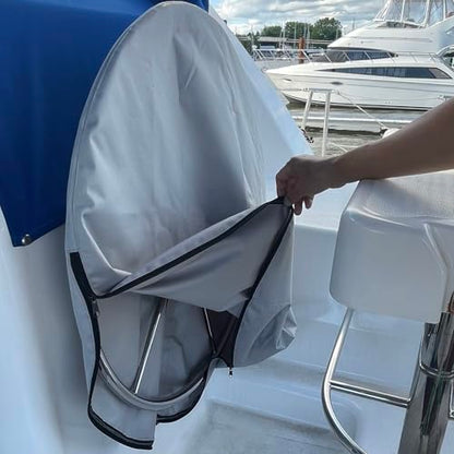 SavvyCraft Waterproof Boat Steering Wheel Covers, Heavy Duty Solution-Dyed 600D Fade-Resistant UV Protection Sailboat Yacht Marine Steering Wheel Protector Case, Vecro and Zipper Closure Blue 60" - color: Gray, size: 60" Wheel Diameter