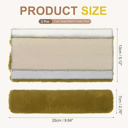 PATIKIL Car Seat Belt Cover Pad, (Khaki) (2 Pcs), Soft Fluffy Seatbelt Cushion Shoulder Strap Covers, Suit for - Bag/Auto/Car Accessories - color: Khaki