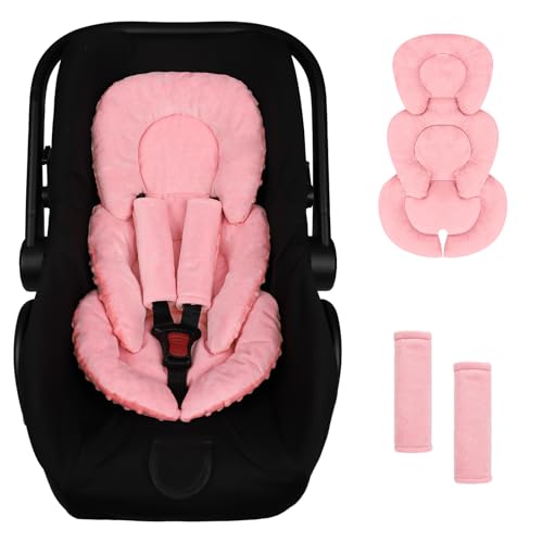GFU Infant Car Seat Insert Head and Body Support, Reversible Newborn Insert for Carseat with Strap Pads, Soft Stroller Cushion Pillow Insert for Boys and Girls, Fits for Stroller, Swing, Red - color: Red