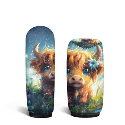 Cute Highland Cow Car Hand Brake Gear Cover Automotive Gear Shift Knob Protector Universal Fit Most Vehicle Non Slip Car Interior Accessories 2 Pack - color: Cute Highland Cow